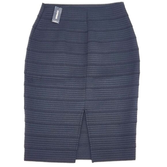 Express Scalloped Textured Pencil Straight Skirt Women's Size Small Black - Picture 3 of 7